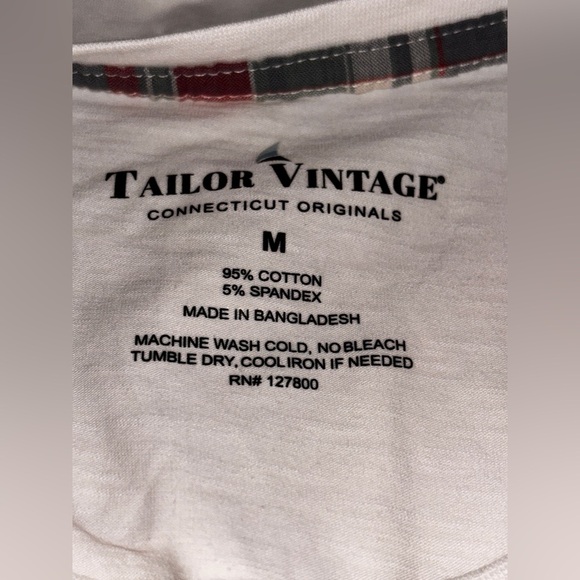 NEW‎ Tailor Vintage Plaid Patch Pocket Tee Shirt M Summer Vacation Travel Beach - Picture 3 of 7